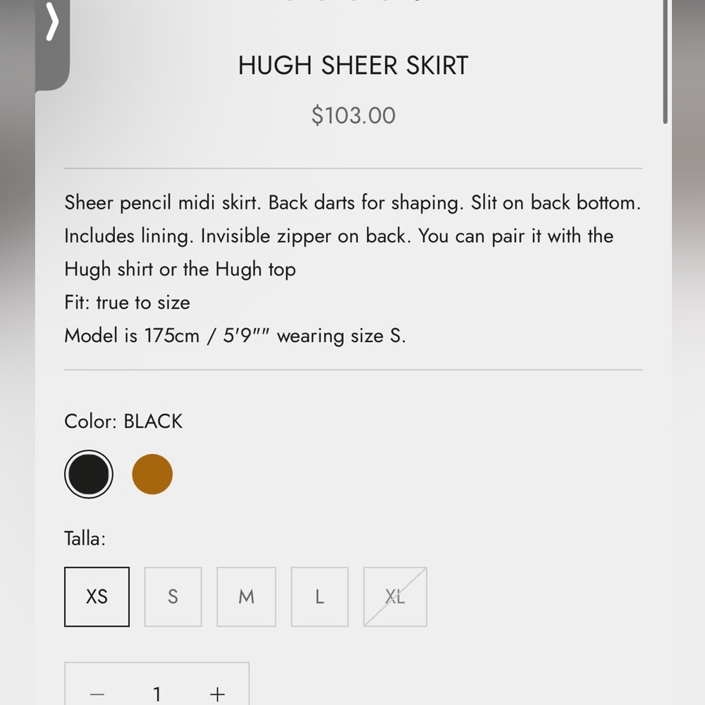 HUGH SHEER SKIRT - Picture 3 of 6